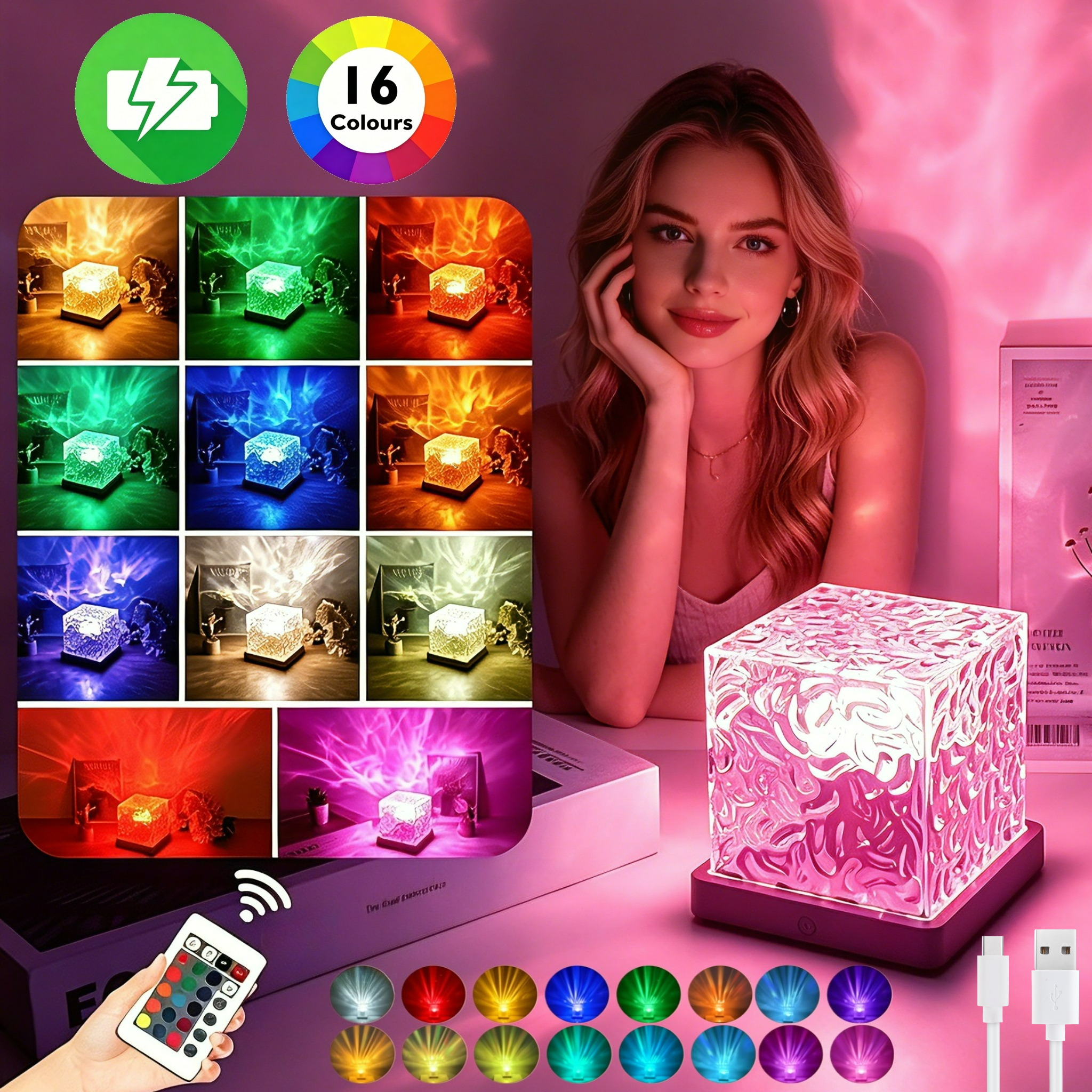 Home Cinema Led Projector - RGB 16 Colors Night Light Remote