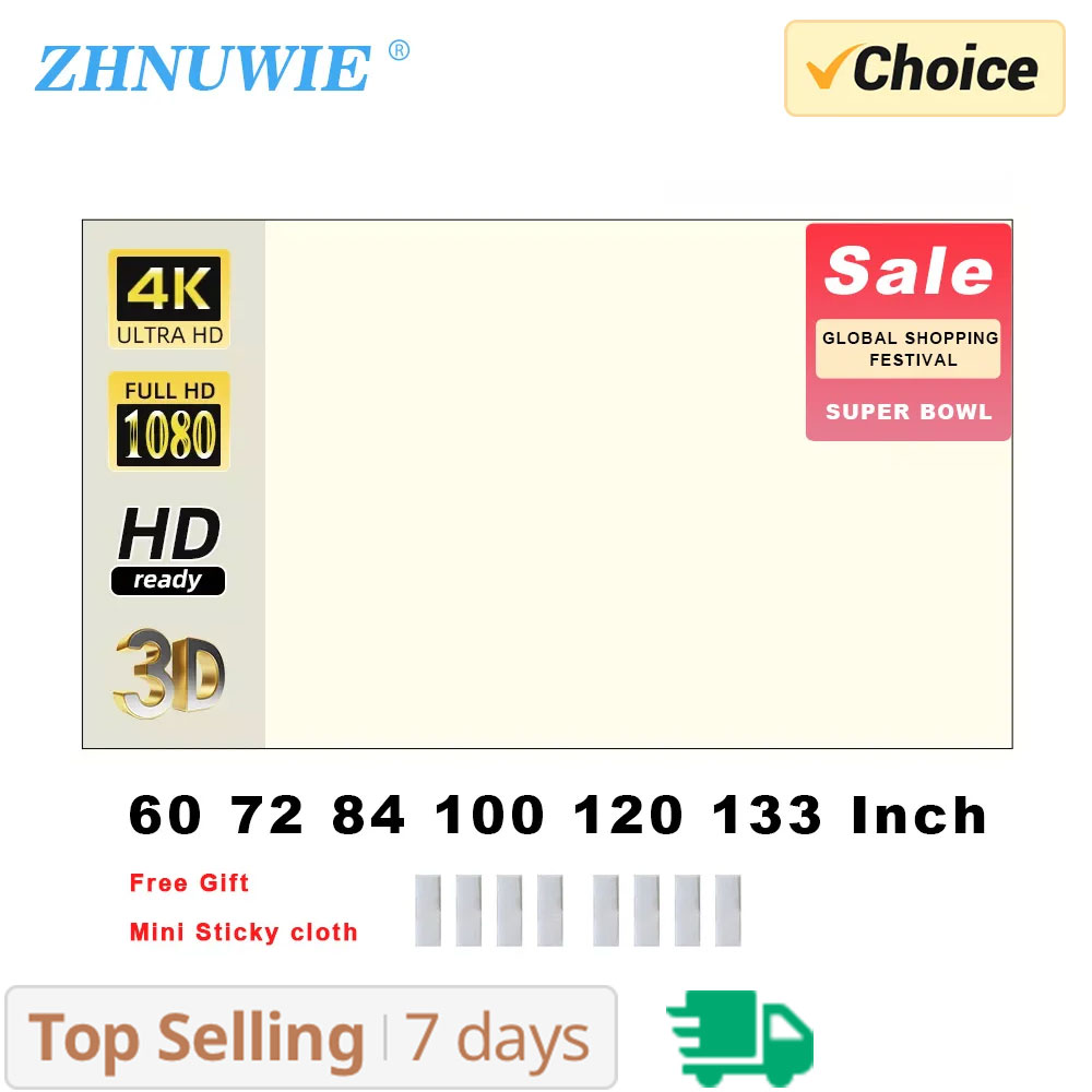 ZHNUWIE Projector Screen White - مراجعة Projector Screen 100 Inch وسعره