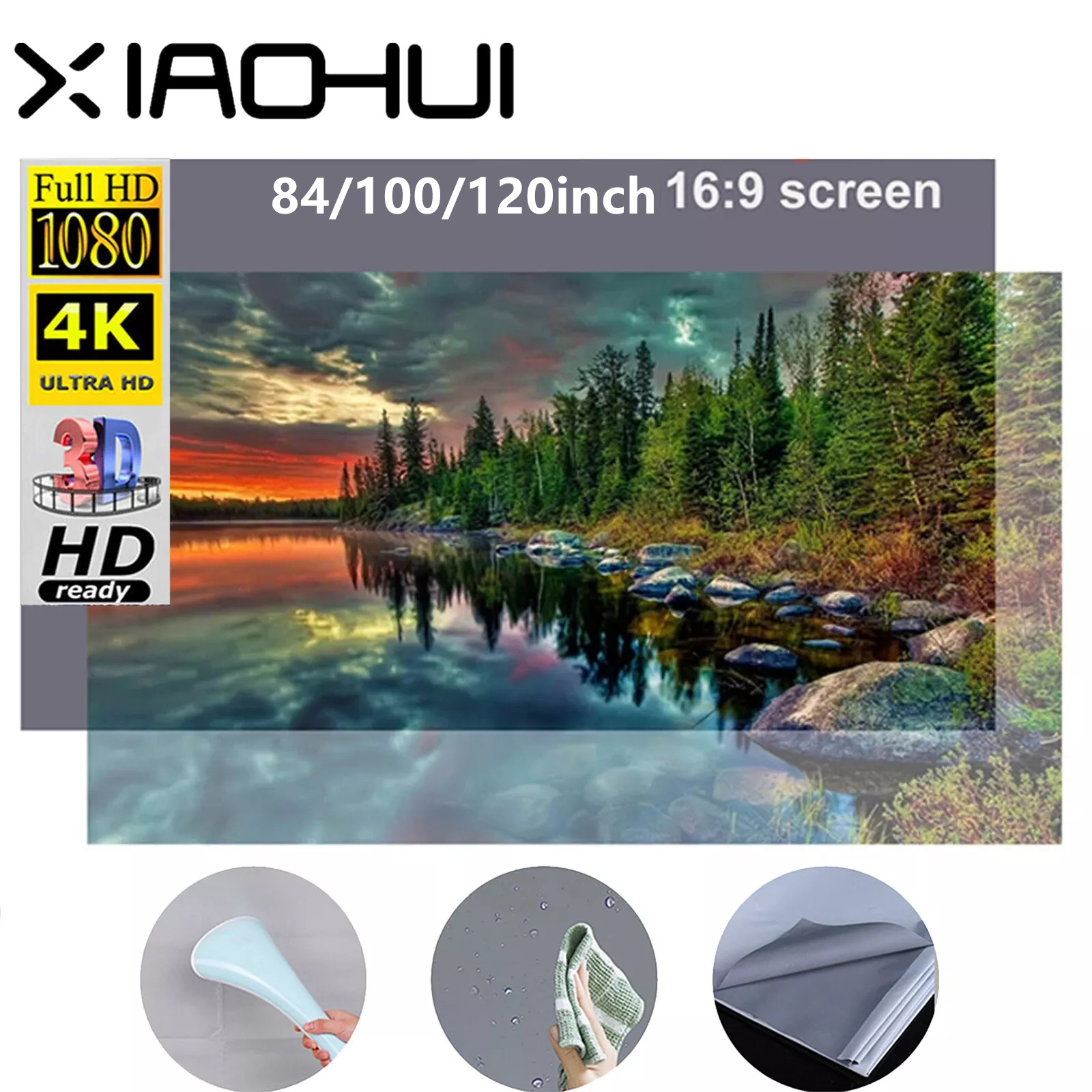 XIAOHUI Anti-light Thick HD Pr - مراجعة Projector Screen 100 Inch وسعره