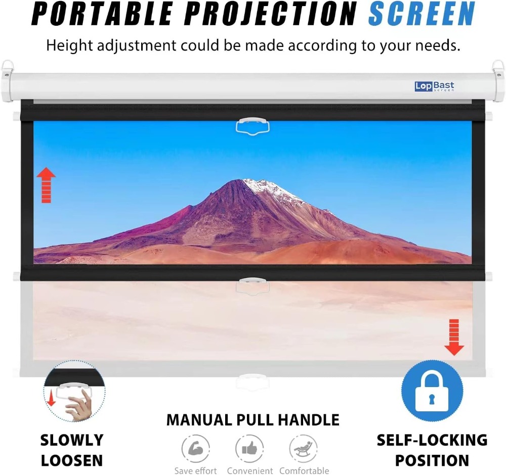 100INCH Manual Pull Down White - مراجعة Projector Screen 100 Inch وسعره